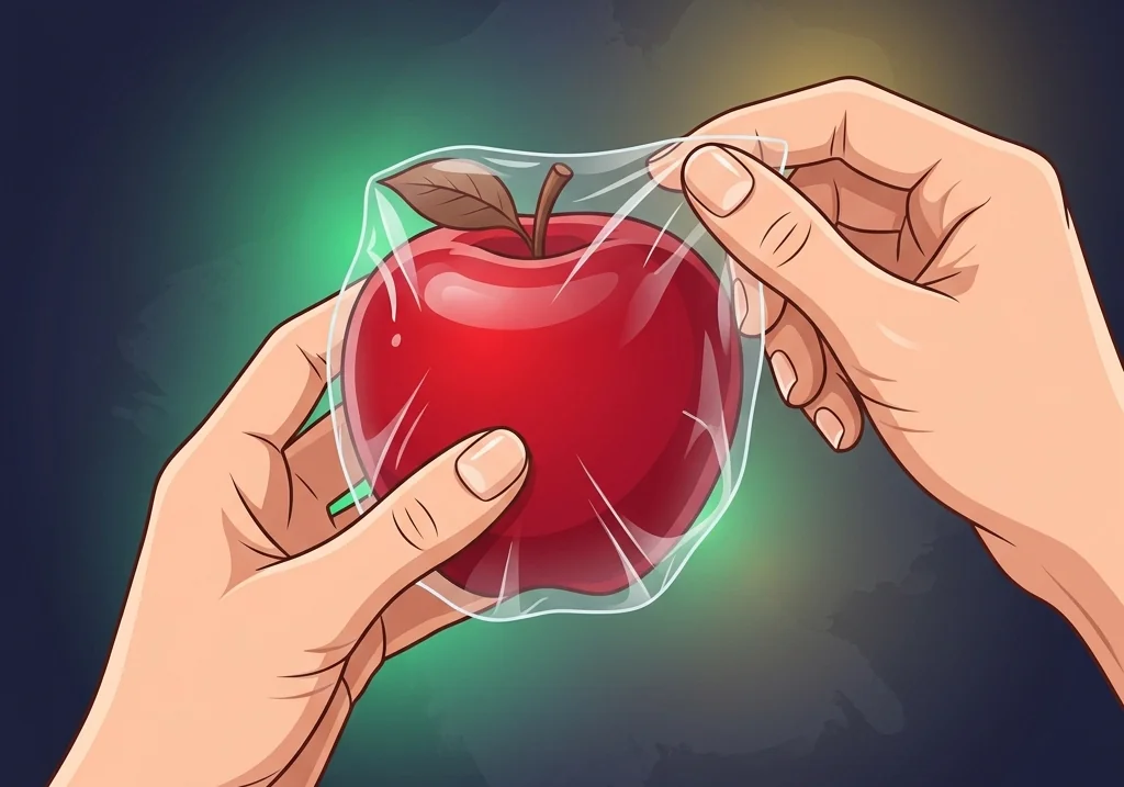 사과 랩 개별 포장법 일러스트