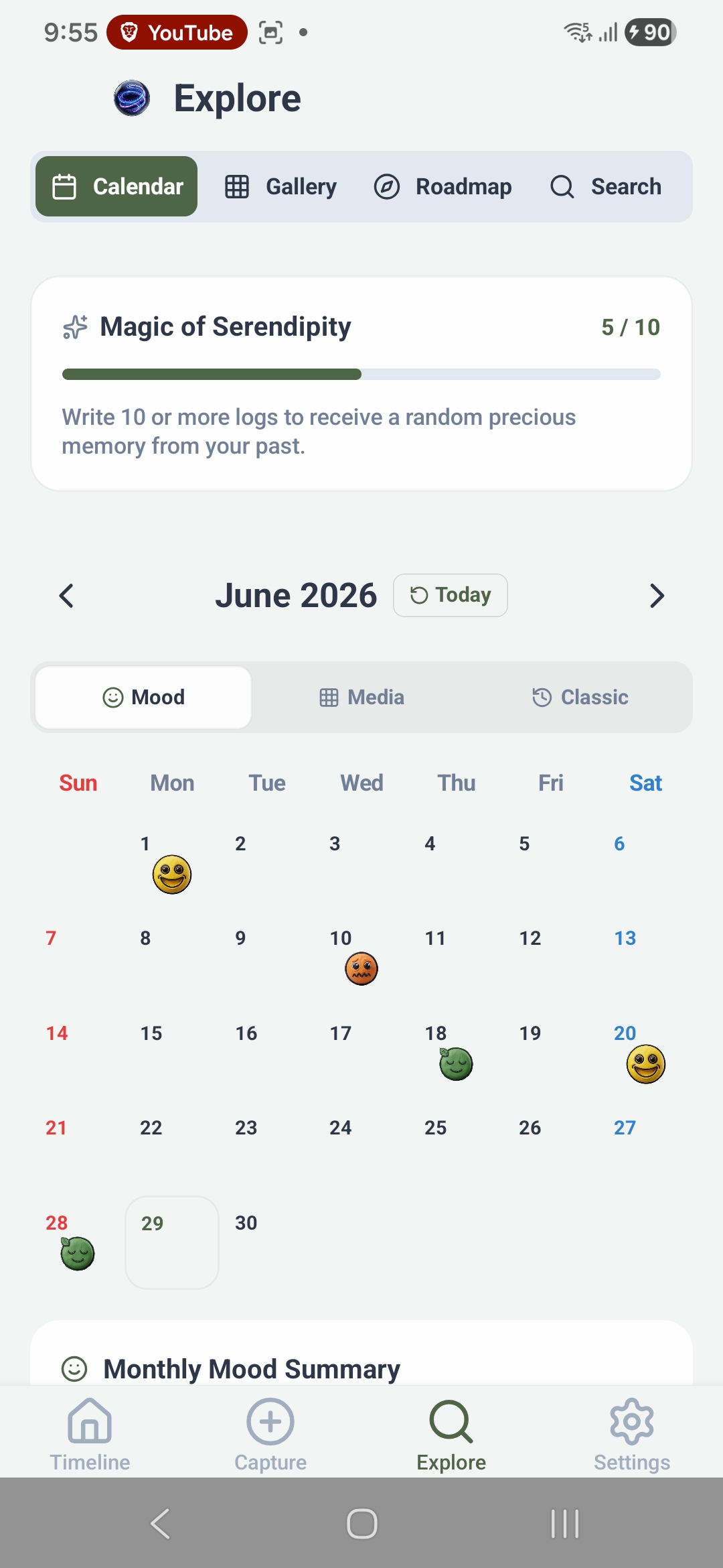 logSelf Mood Calendar