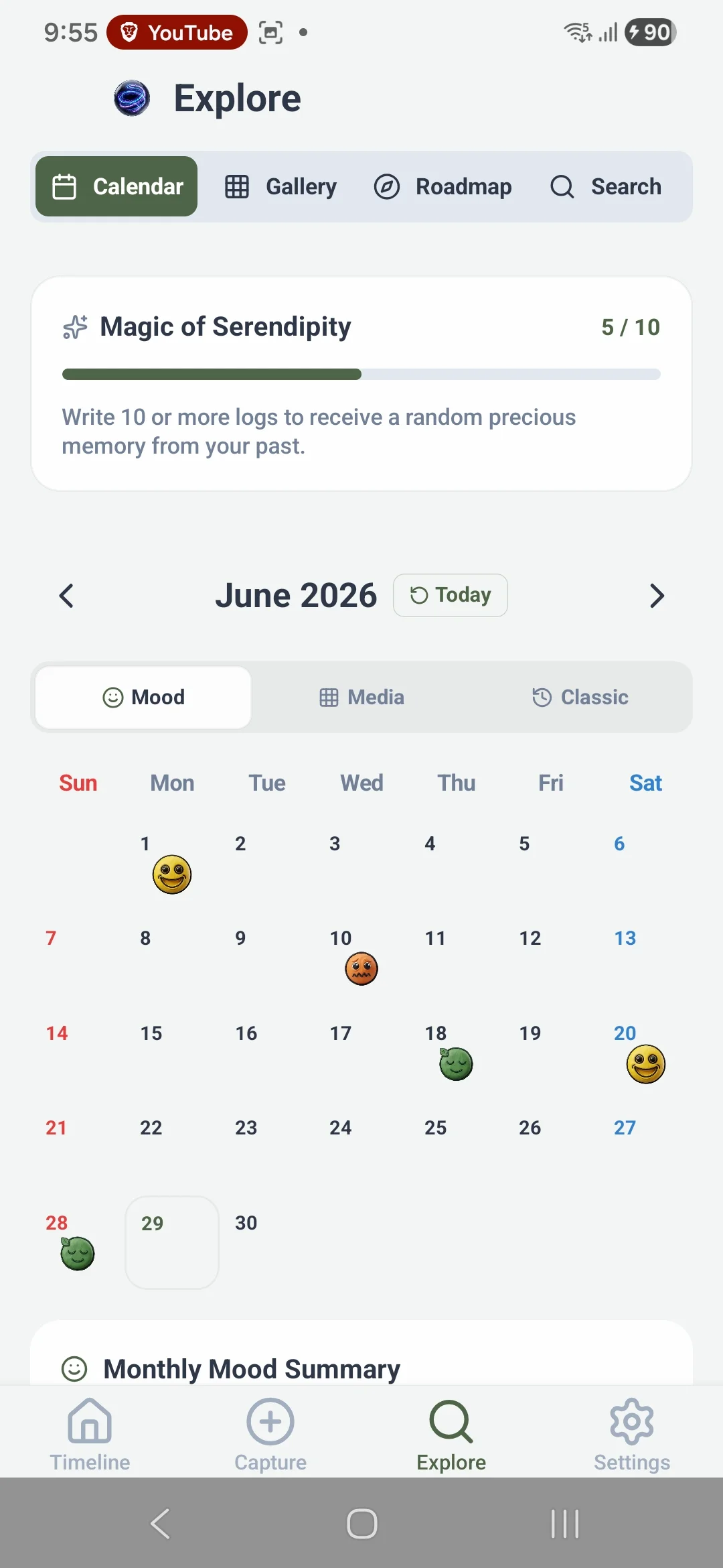 logSelf Mood Calendar